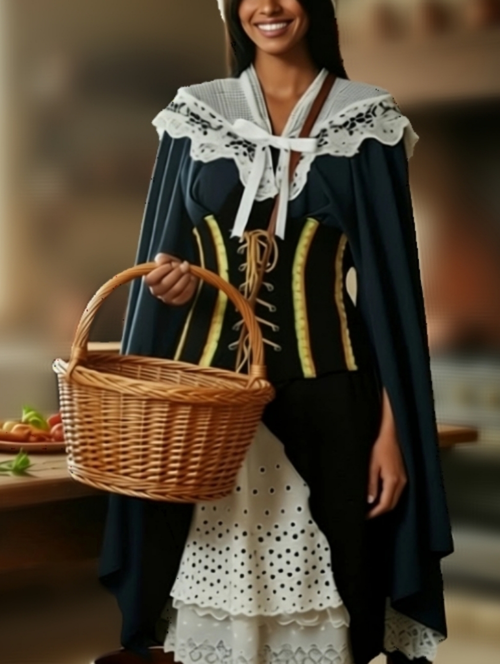 Upcycled Ren Faire Scullery Maiden / Bar Wench Complete Costume Size L/XL - Picture 6 of 14